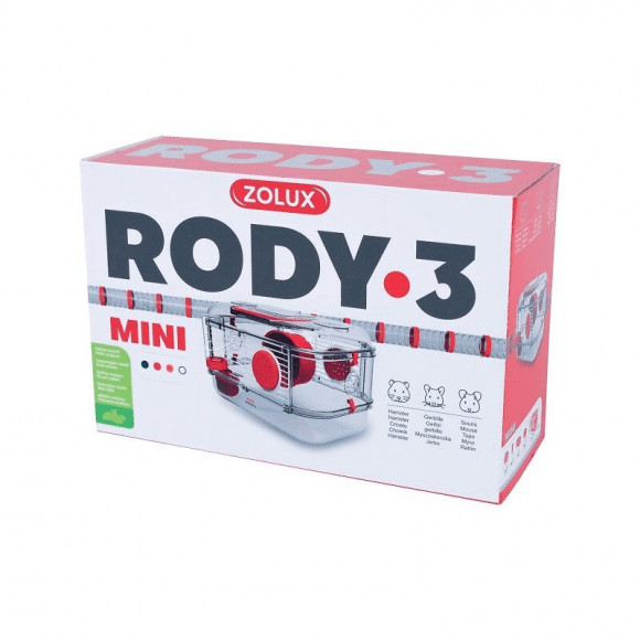 Cage Mini Rody3. Couleur Grenadine. Taille 33 X 21 X 18 Cm H. Pour Rongeur - Zolux - Zo-206011