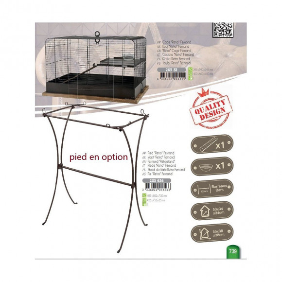 Cage Rétro Fernand. Dimension Intérieure 35 X 35 X 55 Cm . Pour Petit Rongeur. - Zolux - Zo-205311