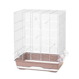 Cage  Ambra. 56,5 X 36,5 X 74 Cm. Blanche Et Vieux Rose. Pour Oiseaux. - Vadigran - Va-5480