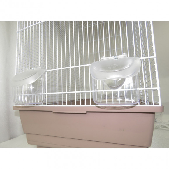 Cage  Ambra. 56,5 X 36,5 X 74 Cm. Blanche Et Vieux Rose. Pour Oiseaux. - Vadigran - Va-5480