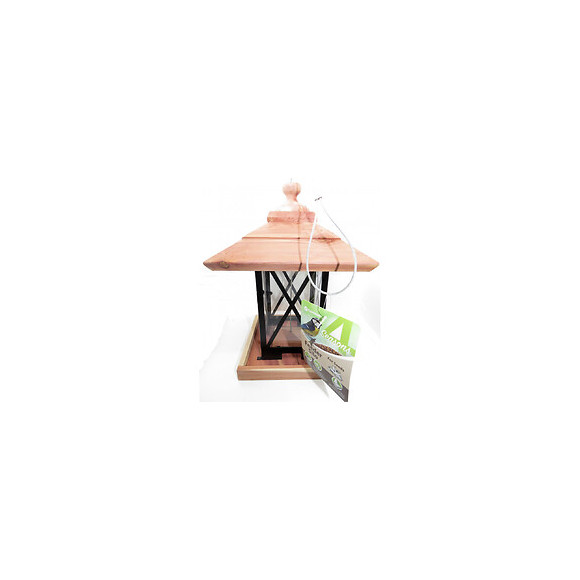 Mangeoire Silo, Bois Métal Plexi. 22 X 22 X 32 Cm. Pour Oiseaux. - Flamingo Pet Products - Fl-110332