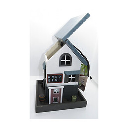 Mangeoire Ecole En Bois Pour Oiseaux.  18 X 18 X 23.5 Cm. - Flamingo Pet Products - Fl-110339