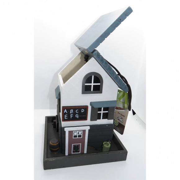 Mangeoire Ecole En Bois Pour Oiseaux.  18 X 18 X 23.5 Cm. - Flamingo Pet Products - Fl-110339