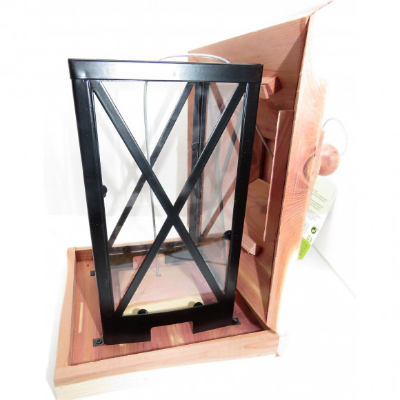 Mangeoire Silo, Bois Métal Plexi. 22 X 22 X 32 Cm. Pour Oiseaux. - Flamingo Pet Products - Fl-110332