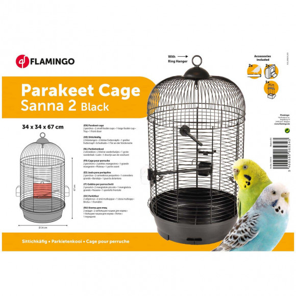 1 Cage Perruche Sanna Ii. Noir Ø 34 X 67 Cm. - Flamingo Pet Products - Fl-110114