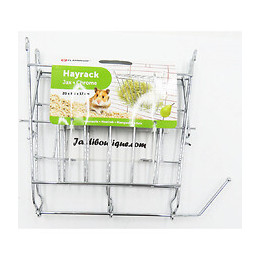 Râtelier À Nourriture Refermable + Support À Fruit 17 X 8.5 X 20 Cm Pour Rongeur. Couleur Gris - Flamingo Pet Products - Fl-