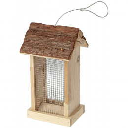 Mangeoire Distributeur Pour Oiseau, Toit En Ecorce 15x14x28.5 Cm. - Vadigran - Va-7391