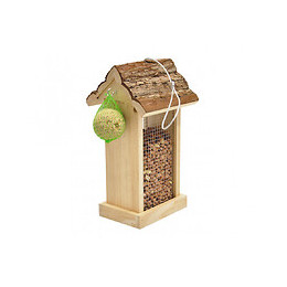 Mangeoire Distributeur Pour Oiseau, Toit En Ecorce 15x14x28.5 Cm. - Vadigran - Va-7391