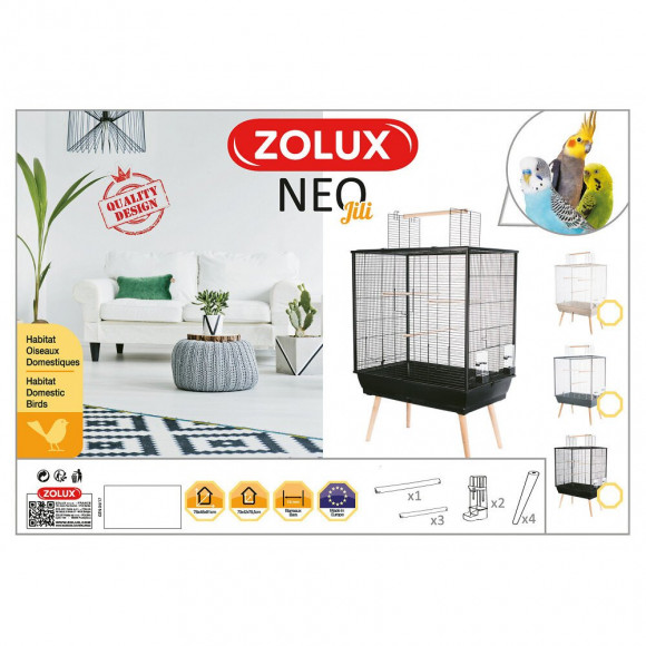 Cage À Oiseaux Neo Jili.  Couleur Noir.  78 X 48 X Hauteur 80 Cm. - Zolux - Zo-104137noi