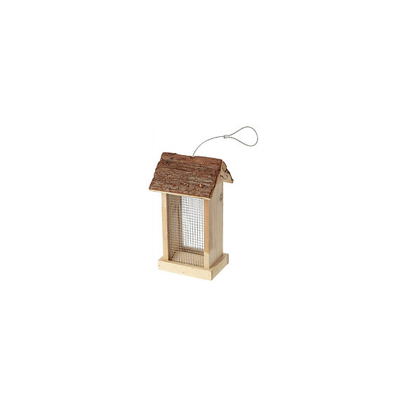 Mangeoire Distributeur Pour Oiseau, Toit En Ecorce 15x14x28.5 Cm. - Vadigran - Va-7391