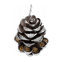 Trixie Distributeur De Nourriture Pomme De Pin - 19 X 23 X 19 Cm - Brun Et Blanc - Pour Oiseau