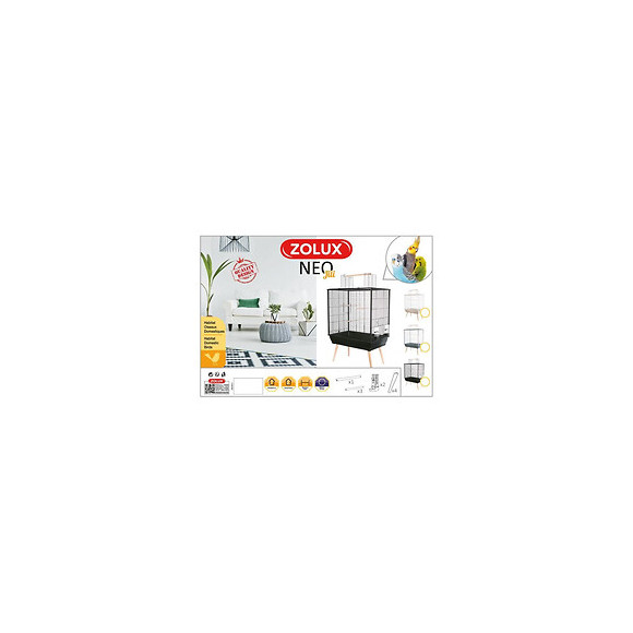 Zolux Cage Surelevee Neo Jili Pour Oiseaux - L 78 X P 47,5 X H 112 Cm - Gris