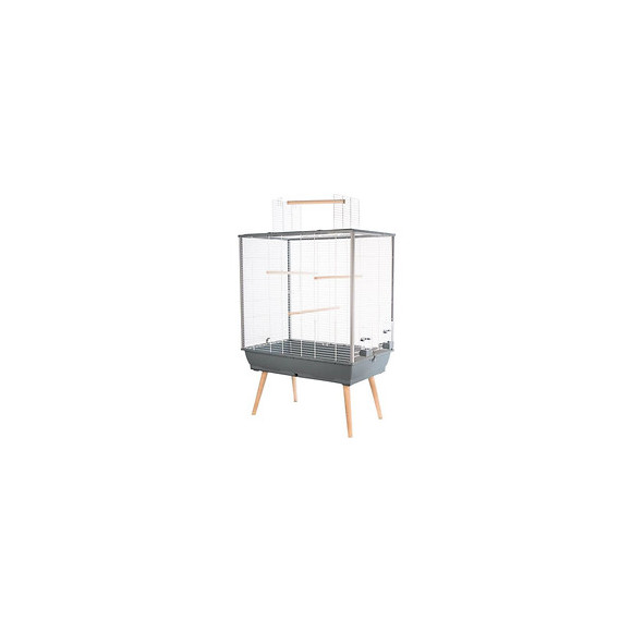Zolux Cage Surelevee Neo Jili Pour Oiseaux - L 78 X P 47,5 X H 112 Cm - Gris