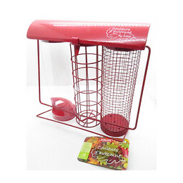 Mangeoire Trio Rouge. 20 X 9 X Hauteur 22.5 Cm . Pour Oiseaux - Zolux - Zo-170502