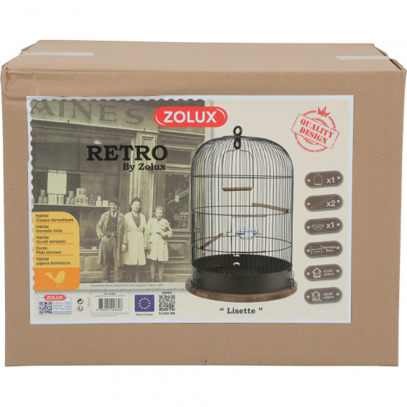 Cage Retro Lisette. Ø 38 Cm  X Hauteur 55 Cm.  Pour Oiseaux. - Zolux - Zo-104860