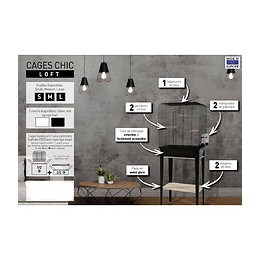 Cage Et Meuble Chic Loft. Taille S.  38 X 24,5 X Hauteur 113cm. Couleur Blanc. - Zolux - Zo-104180blc