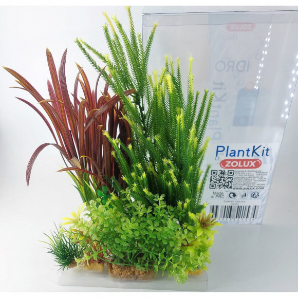 Déco Plantkit Idro N°4. Plantes Artificielles.  7 Pieces.  H 33 Cm. Décoration D'aquarium. - Zolux - Zo-352153