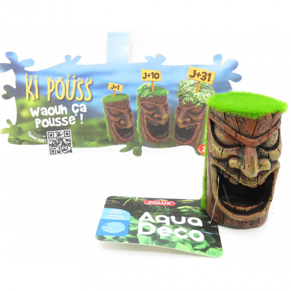 Totem Tête Ki Pouss. 4.5 X 5.1 X 7.9 Cm. Décoration Aquarium. - Zolux - Zo-352177