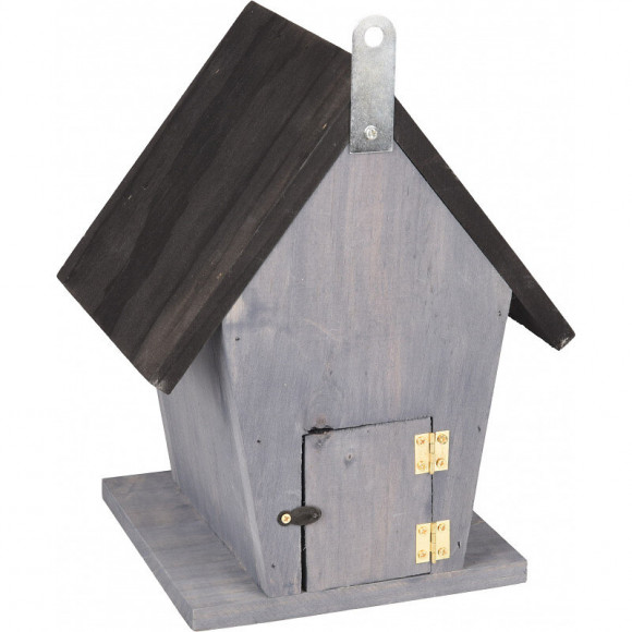 Nichoir Pour Oiseaux Guus. 18.5 X 15 X 23 Cm. En Bois Gris / Noir. - Flamingo Pet Products - Fl-110308