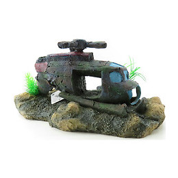 Hélicoptère Azur.  35 X 19 X 15 Cm. Décoration Aquarium. - Flamingo Pet Products - Fl-410207