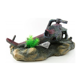 Hélicoptère Azur.  35 X 19 X 15 Cm. Décoration Aquarium. - Flamingo Pet Products - Fl-410207