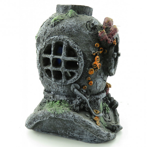 Casque De Scaphandre Cousteau. 13  X 13 X 16.5 Cm.  Décoration Aquarium . - Flamingo Pet Products - Fl-401469