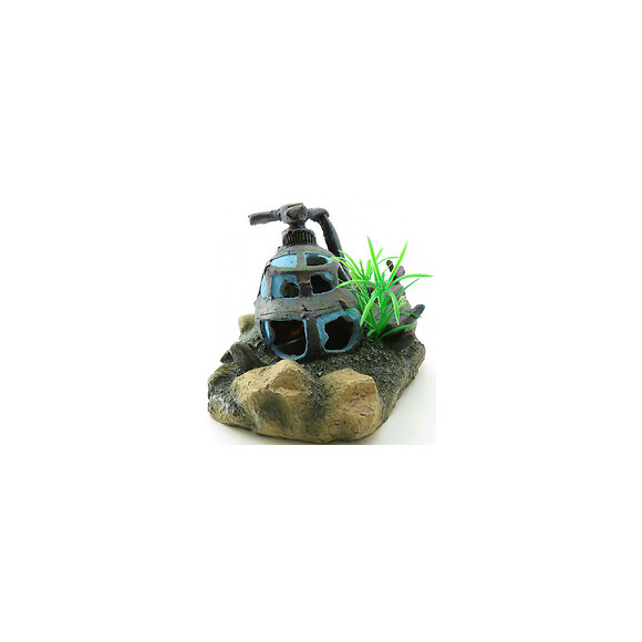 Hélicoptère Azur.  35 X 19 X 15 Cm. Décoration Aquarium. - Flamingo Pet Products - Fl-410207