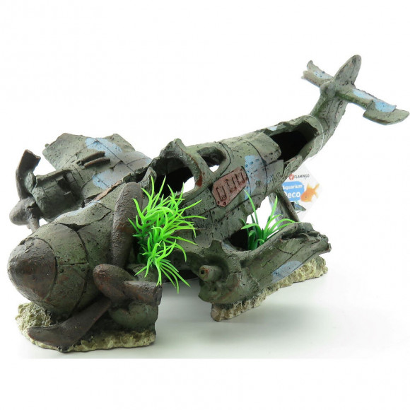 Avion Azur . 35 X 25 X 18 Cm. Décoration Aquarium. - Flamingo Pet Products - Fl-410204