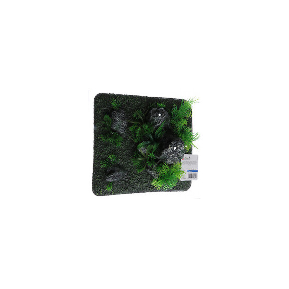 Décoration Condroz  Quadrilatère Roche + Plante. 29 X 29 X 10 Cm. Aquarium. - Flamingo Pet Products - Fl-410352