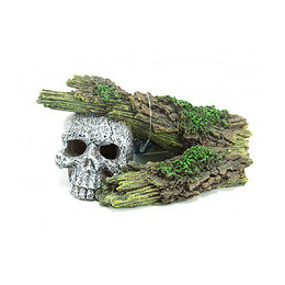 Tête De Mort Avec Souche Rondin, 16 X 9 X 7 Cm. Décoration Aquarium. - Flamingo Pet Products - Fl-410214