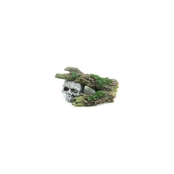 Tête De Mort Avec Souche Rondin, 16 X 9 X 7 Cm. Décoration Aquarium. - Flamingo Pet Products - Fl-410214