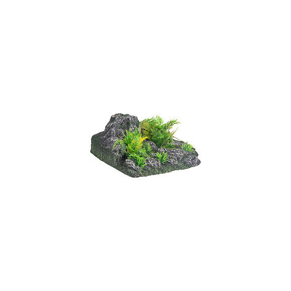 Décoration Condroz  Angle. Roche + Plante. 23 X 22 X 8.5 Cm. Aquarium. - Flamingo Pet Products - Fl-410350