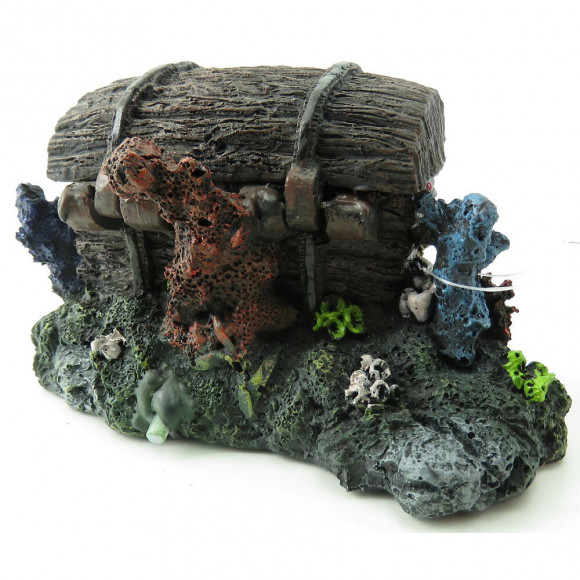 Coffre Trésor Pirate (mouvement Avec Air) 14 X 9 X 8,5 Cm, Décoration Aquarium. - Flamingo Pet Products - Fl-400997