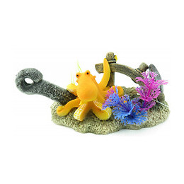 Leto Ancre + Octopus. 16 X 8 X 9 Cm. Décoration Pour Aquarium. - Flamingo Pet Products - Fl-410212