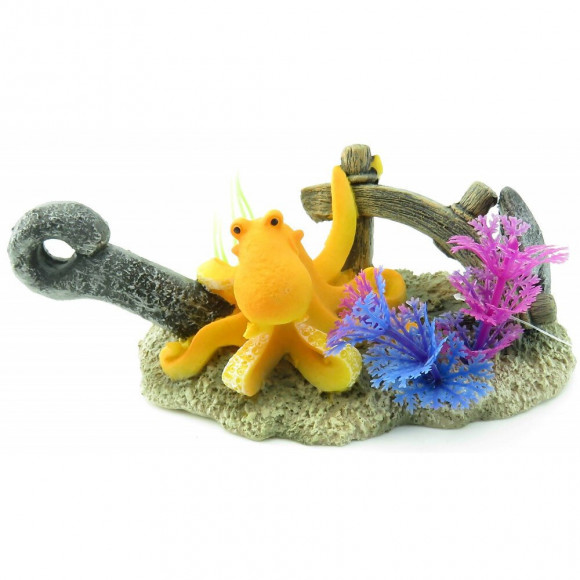 Leto Ancre + Octopus. 16 X 8 X 9 Cm. Décoration Pour Aquarium. - Flamingo Pet Products - Fl-410212