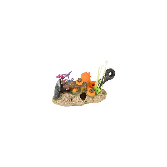 Leto Ancre + Octopus. 16 X 8 X 9 Cm. Décoration Pour Aquarium. - Flamingo Pet Products - Fl-410212
