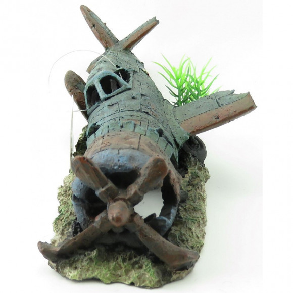 Avion Azur. 26 X 13 X 7 Cm. Décoration Aquarium. - Flamingo Pet Products - Fl-410202