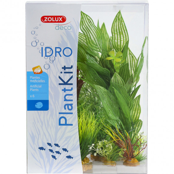 Déco Plantkit Idro N°2. Plantes Artificielles.  6 Pieces.  H 27 Cm. Décoration D'aquarium. - Zolux - Zo-352151