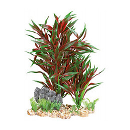 Plante Plastique Sur Lit De Gravier Et Résine 28 Cm Décoration Poisson - Trixie - Tr-89304