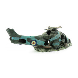 Hélicoptère Azur. 41 X 14 X 15 Cm. Décoration Aquarium. - Flamingo Pet Products - Fl-410206