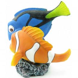 Leto Poisson Clown Et Poisson Bleu. Taille 10 X 9 X 10 Cm. Décoration Aquarium - Flamingo Pet Products - Fl-410226