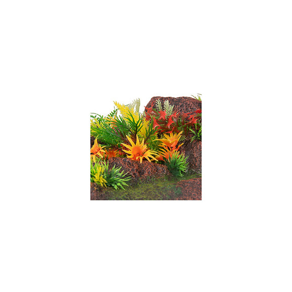 Décoration Radha Angle. Roche + Plante. 27.5 X 27.5 X 10 Cm. Aquarium. - Flamingo Pet Products - Fl-410355
