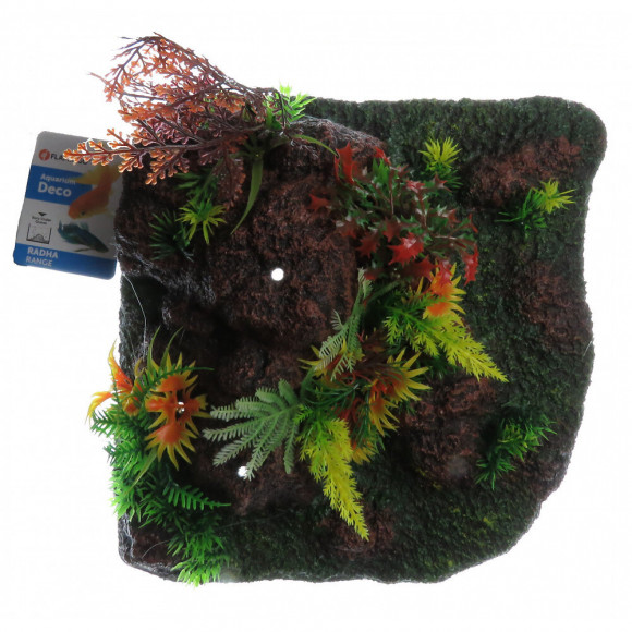 Décoration Radha Angle. Roche + Plante. 27.5 X 27.5 X 10 Cm. Aquarium. - Flamingo Pet Products - Fl-410355