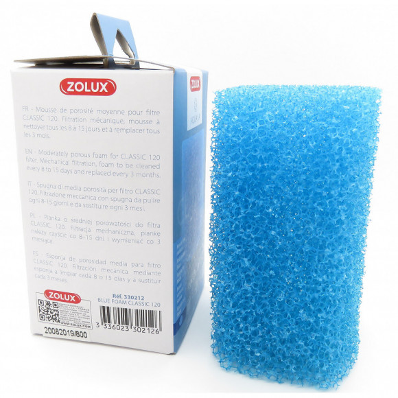 Mousse Bleue Medium Cl 120 A. Pour Pompe Classic 120. Pour Aquarium. - Zolux - Zo-330212