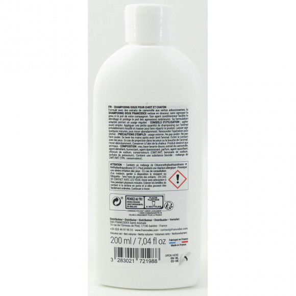Shampooing Doux Pour Chiots Et Chatons. 200 Ml. - Francodex - Fr-172198