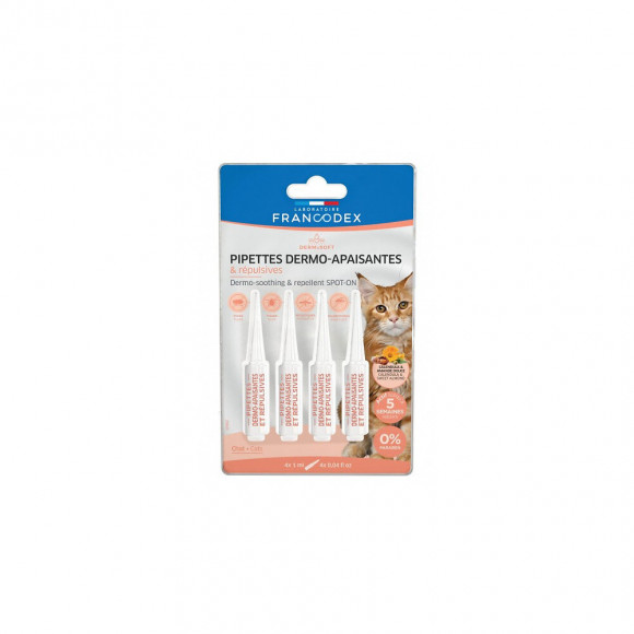 4 Pipettes Dermo-apaisantes Et Repulsives Pour Chats - Francodex - Fr-175401