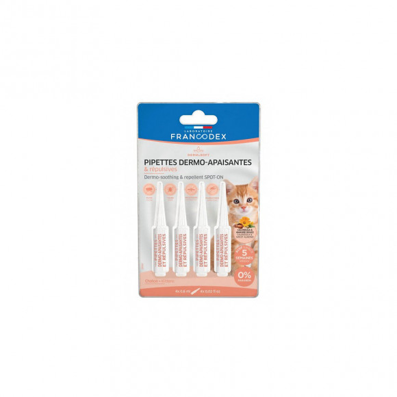 4 Pipettes Dermo-apaisantes Et Repulsives Pour Chatons - Francodex - Fr-175400