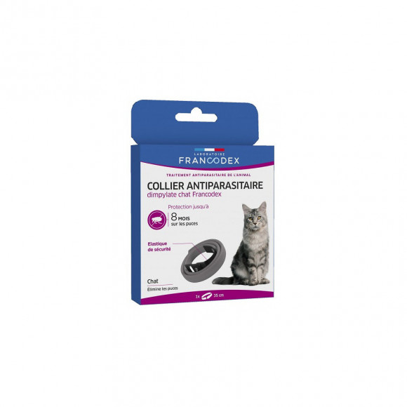 Collier Antiparasitaire Dimpylate Pour Chats.  35 Cm. Couleur Gris. - Francodex - Fr-170260