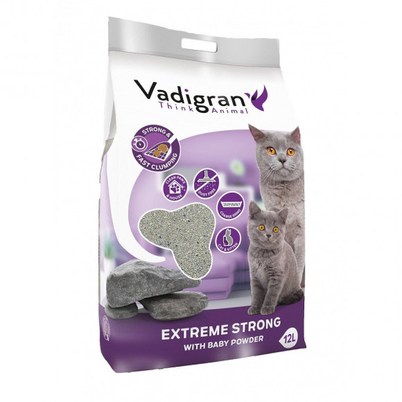 Litière Bentonite Extrême Strong. 12 Litres Soit 12 Kg. Litière Pour Chat. - Vadigran - Va-14013