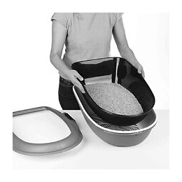 Bac À Litière Berto Xl. 47 × 26 × 69 Cm. Grise Et Blanche . Pour Chat - Trixie - Tr-40171